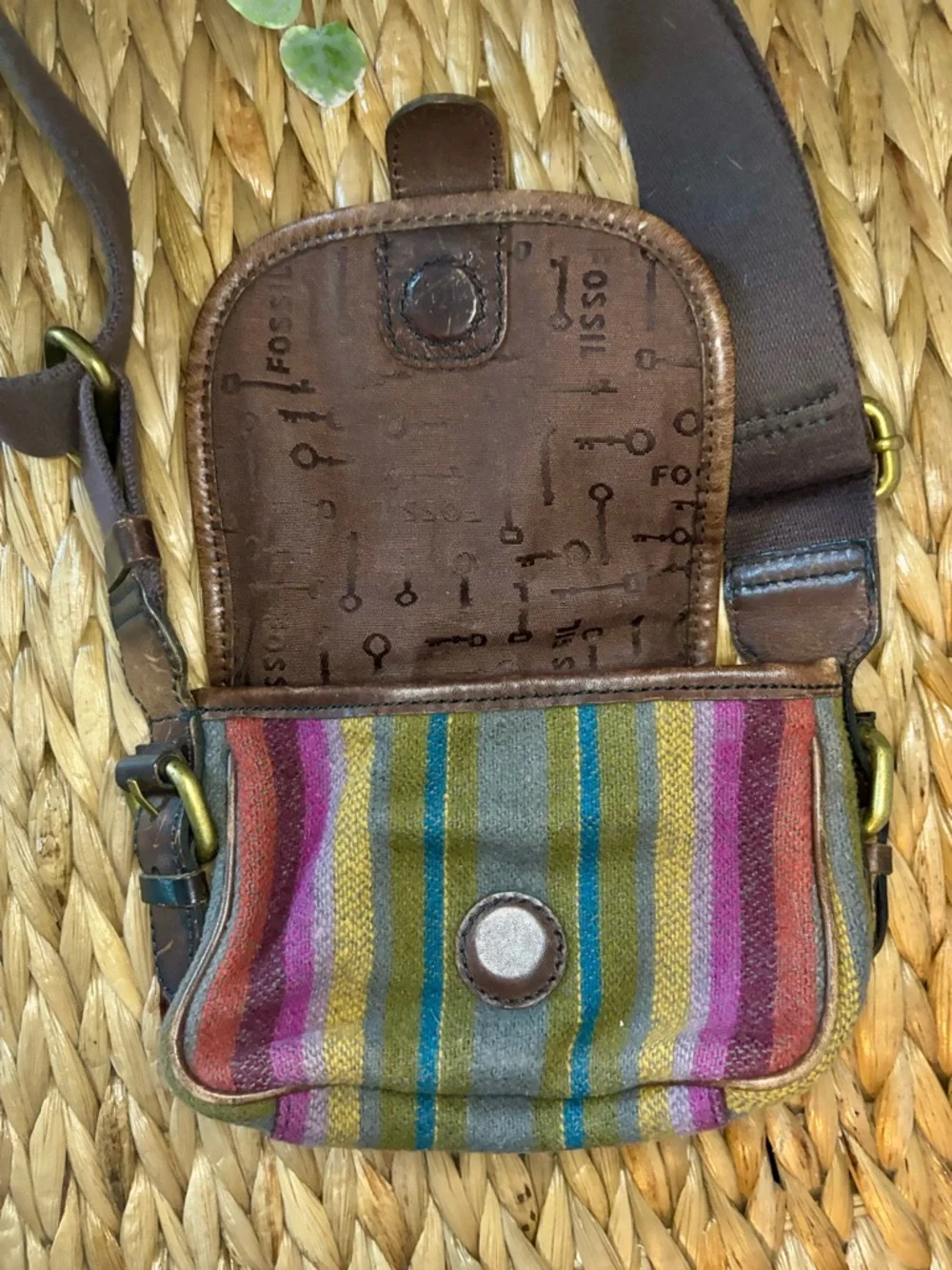 Fossil Striped Multicolor Crossbody Bag with Leather Trim - Picture 9 of 12